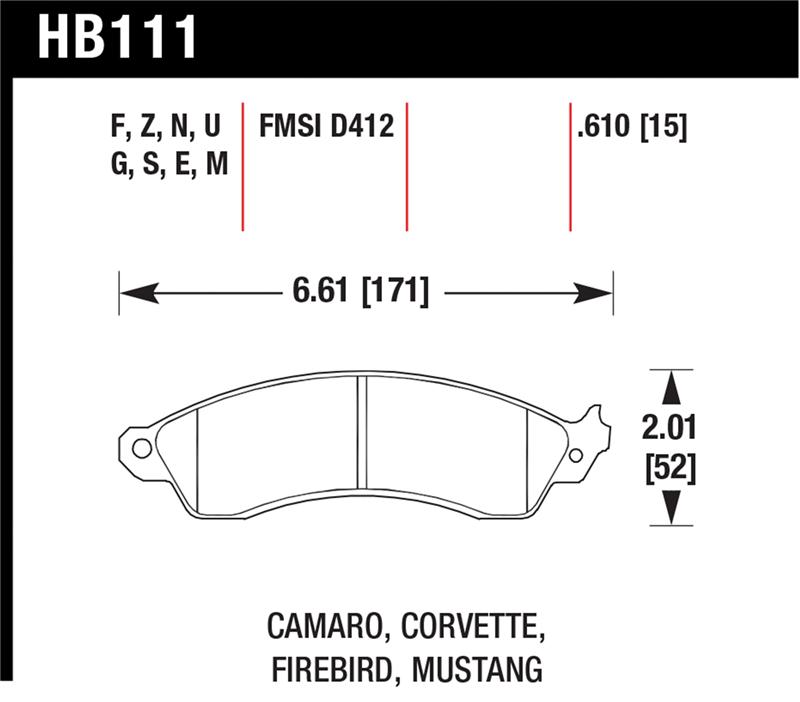 Ford Mustang Cobra Brake Pad Set - Front - Hawk Performance - HP Plus - `94-`04
